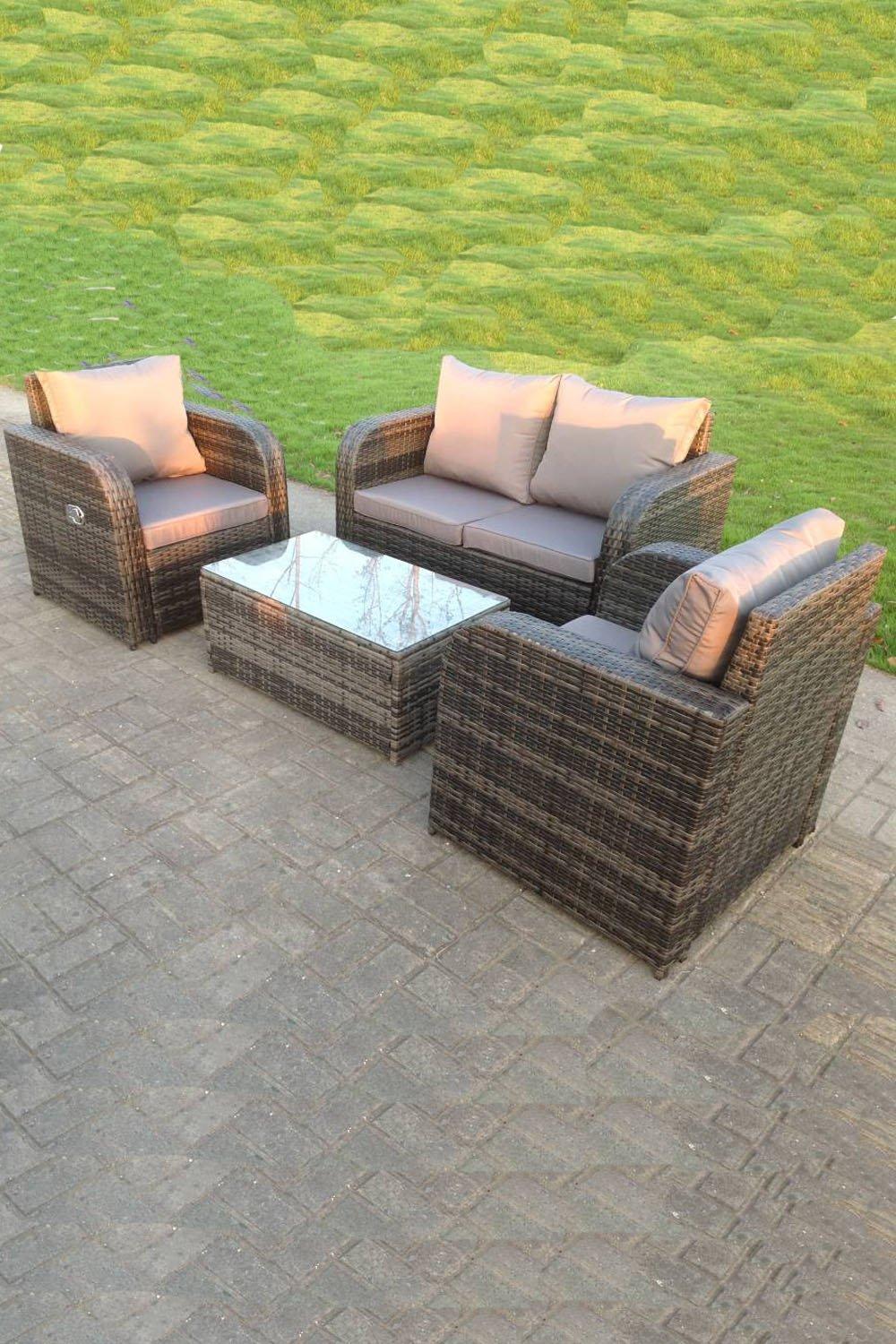 Fimous 9 Seater rattan corner sofa dining set table outdoor garden furniture